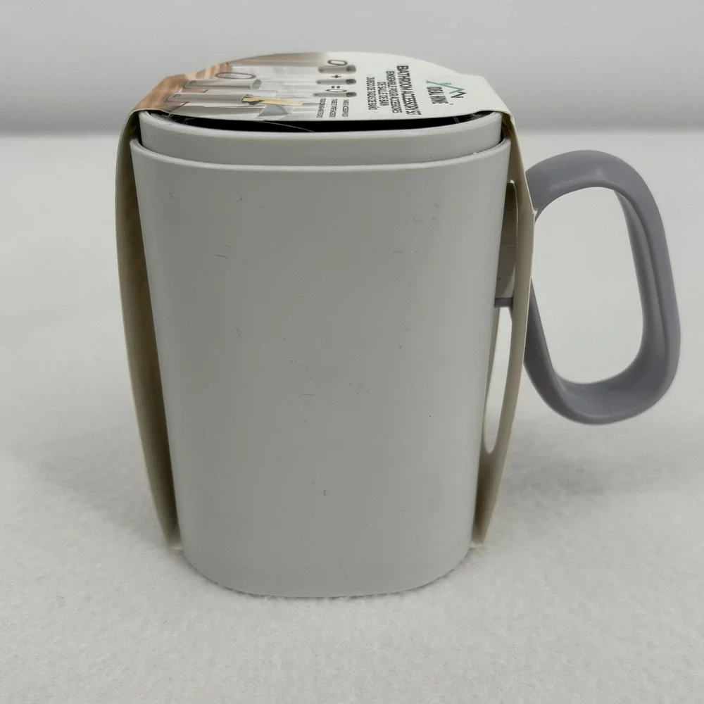 Ideal Home 2 Piece Bathroom Accessory Set Gray Mug and Holder BPA Free Stackable